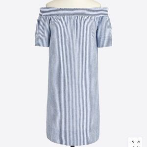 J. Crew factory striped off the shoulder dress, size 0.